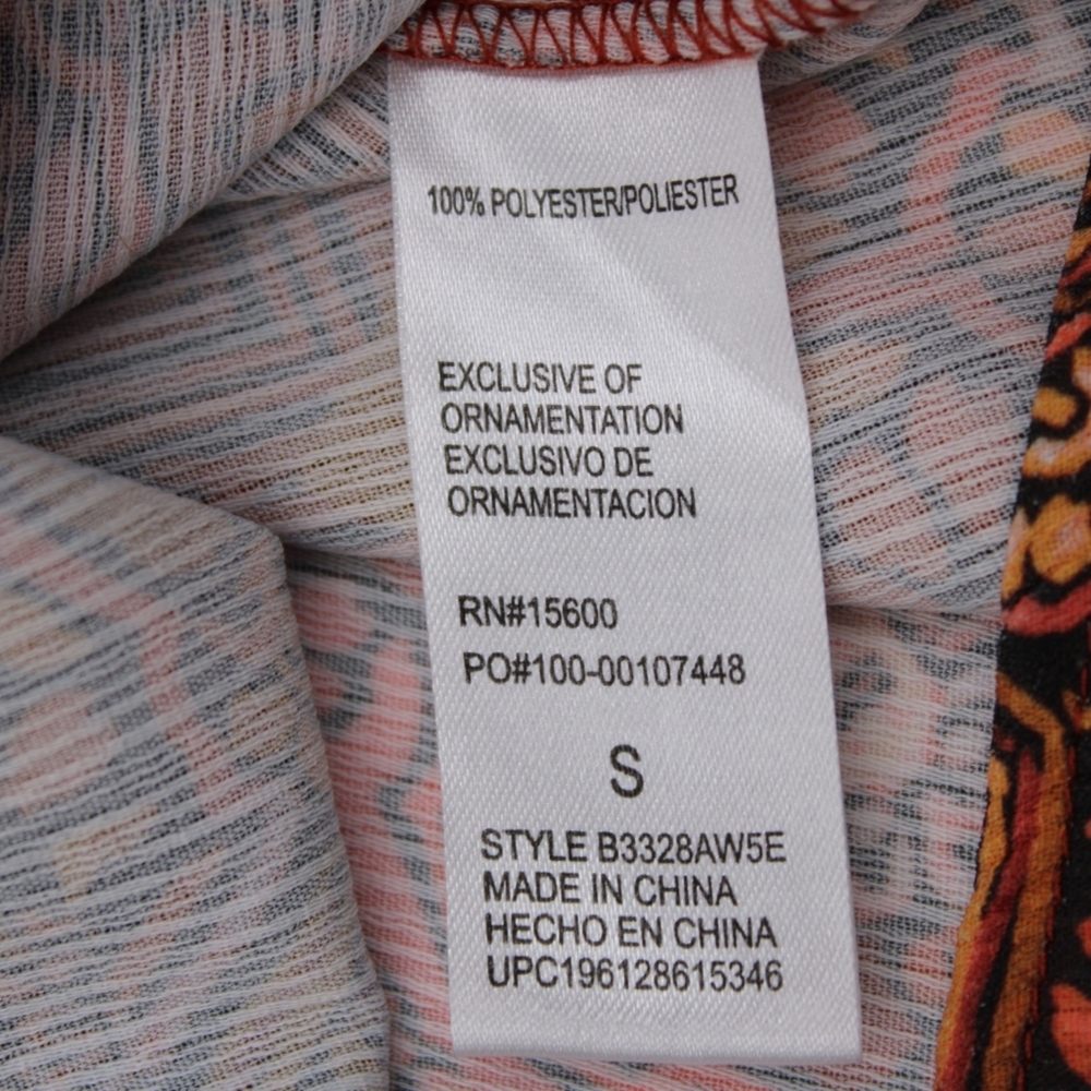 Democracy Women’s Small Boho Paisley V-Neck Blouse Burgundy Pink Long Sleeve - Picture 7 of 7